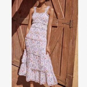 NWT SAYLOR | Leanna Smocked Floral Print Midi Dress - Size L